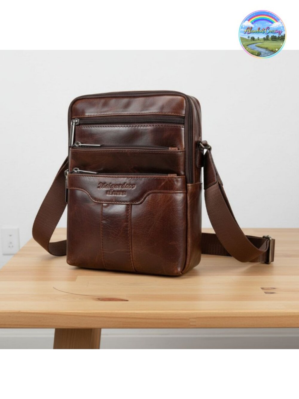 Genuine Leather Small Messenger Sling Crossbody Bag Business Travel
